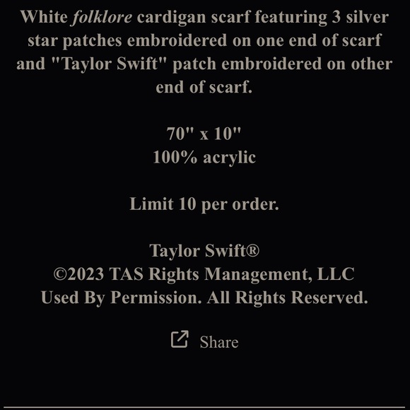 NEW 💛 folklore Cardigan Scarf Taylor Swift - Picture 5 of 5